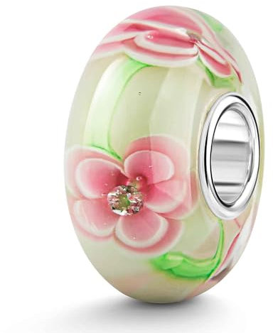 MATERIA by Matthias Wagner Zirkonia Glas Bead Blumen weiß grün rosa 1450