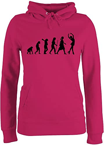 Pullover Damen Hoodie Frauen - Entwicklung und Outfit - Eisläuferin Evolution - XL - Fuchsia - Wintersport Eiskunstlauf Pulli Skifahren
