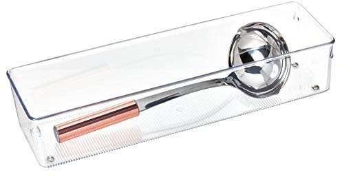 iDesign Cubertero para dividir cajones, separador de cajones alargado de plástico, ideal como organizador de cajones de cocina, transparente