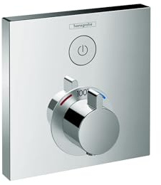 hansgrohe ShowerSelect Modern Thermostatic Shower Valve Trim with Temperature Control in Chrome, 15762001