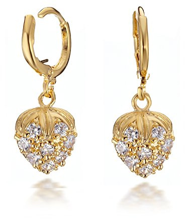 Gemini Ohrstecker (Gelb Gold), raffinierte Glitzer & Strass Kombination mit Kristall Steinen, Luxus Design, Herzform, für jeden Anlass, beliebt bei Girls & Damen, 0,9 cm Durchmesser