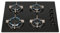 SIA GHG602BL 60cm 4 Burner Black Gas on Glass Hob With FFD/LPG KIT/CAST IRON