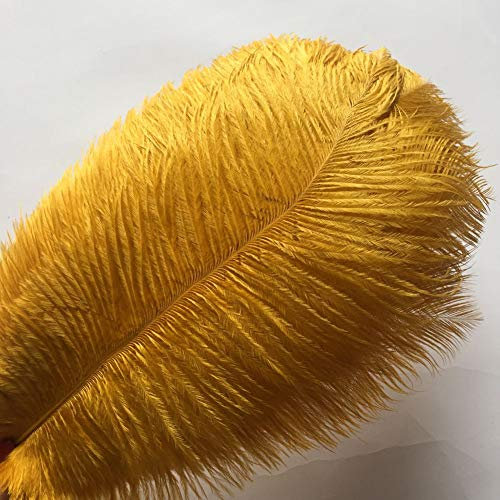 Shekyeon Straußenfedern 12-14inch(30-35cm) Strauß Feder Dekofedern DIY Basteln Zubehör für Hochzeitsdekoration 10 Stück (goldfarben)