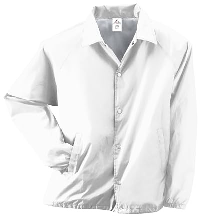 Augusta Sportswear Unisex's Nylon Coach's Jacket/Lined, White, L