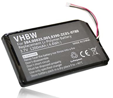 vhbw 1x Batterie Compatible avec Navigon 40 Plus, 40 Easy, 40 Premium GPS, Appareil de Navigation (1200mAh, 3,7V, Li-polymère) - Remplacement pour 384.00035.005, 8390-ZC01-0780