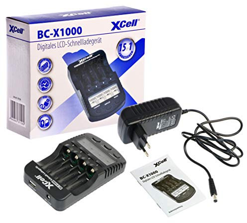 XCell Schnellladegerät BC-X1000 mit LCD-Display (für 1–4 AA & AAA Ni-MH/Ni-Cd Akkus)