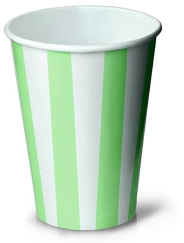 bar@drinkstuff Green Striped Milkshake Paper Cups 12oz / 340ml, Pack of 50