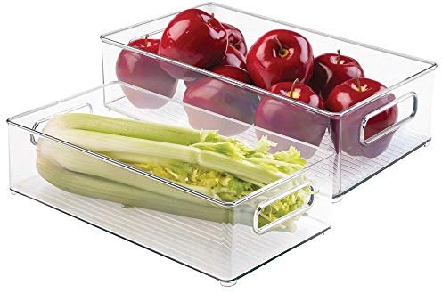 mDesign Aufbewahrungsbehälter (2 Stück) – Kühlschrankorganizer aus transparentem und widerstandsfähigem Kunststoff – BPA-freie Gemüseschale – transparent