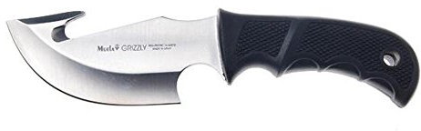 ELECTROPOLIS Cuchillo de Caza Muela Grizzly GRIZZLY-12G, Mango de Goma Negra, Enterizo, Peso 255 Gramos + Tarjeta Multiusos de Regalo