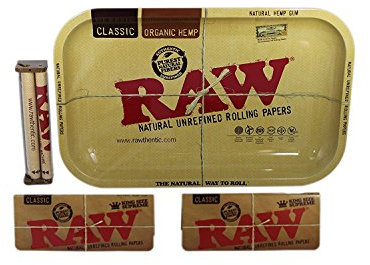 Raw Rolling Tray + 110Mm Roller + King Size Rolling Papers Bundle