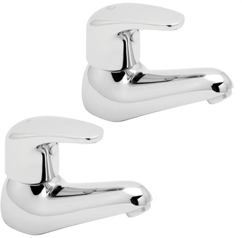Deva Adore Chrome Basin Taps Large Lever Handle Tap Easy USE Hot & Cold-Water Sink Bathroom Deck Mounted Faucet ADORE101-12 Year Warranty