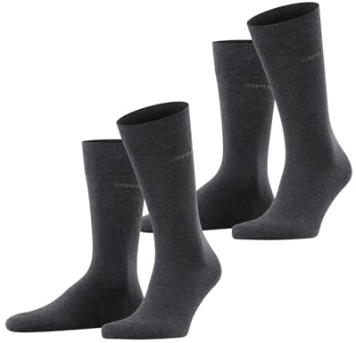 ESPRIT Herren Basic Uni 2-Pack Socken Baumwolle atmungsaktiv | mit wärmender Wirkung