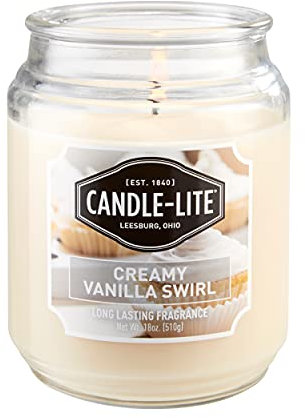 Candle-lite Duftkerzen, cremiger Vanille-Wirbelduft, 1 x 530 ml, Einzeldocht-Aromatherapie-Kerze mit 110 Stunden Brenndauer, cremefarben, Farbe Creme