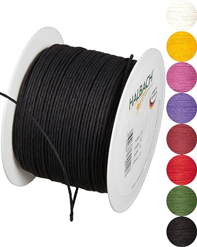 Halbach Seidenbänder Papierdraht aus Recyclingpapier mit draht - Breite 2mm Länge 100m - Papierkordel zum basteln und für die Floristik - Basteldraht für kreative Ideen - Farbe: schwarz