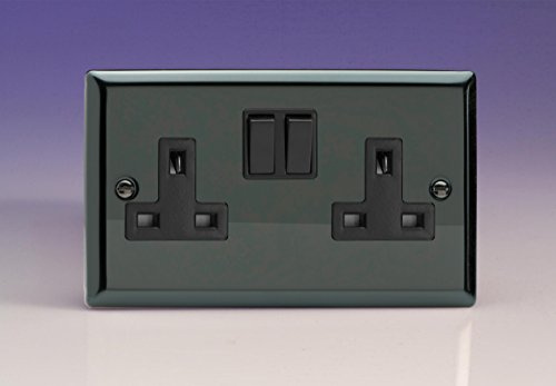 Varilight XI5B 13A Switched Socket 2 Gang Iridium Black Black