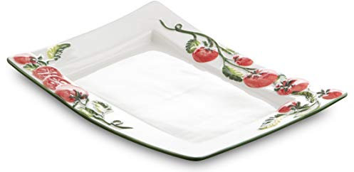 Bassano Ausgefallene italienische Keramik, rechteckige Tomaten Caprese Servierplatte 33x24