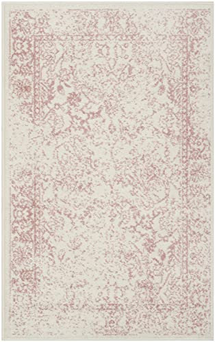 Safavieh Distressed Teppich für Wohnzimmer, Esszimmer, Schlafzimmer - Adirondack Collection, Kurzer Flor, Elfenbein und Rose, 76 x 121 cm