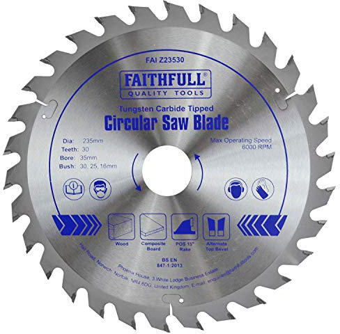 Faithfull FAIZ23530 TCT Circular Saw Blade 235mm x 35mm Bore x 30 Teeth