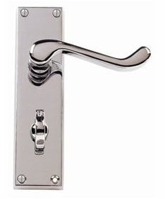 victorian scroll door handle bathroom 150mm x 40mm polished chrome