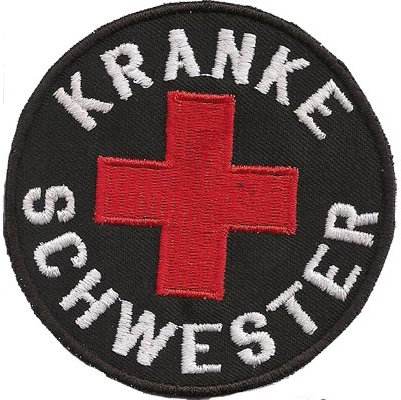 Krankenschwester Patch - Kranke Schwester - Biker Patches zum aufnähen/aufbügeln l Lustige Kutten Aufnäher Aufbügler für alle Stoffe & Leder l Rotes Kreuz Aufbügelbilder l 80x80mm