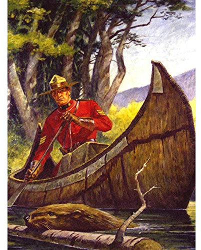 Wee Blue Coo Painting Mountie Beaver Canoe Canada Friberg Art Print Poster Wall Decor Kunstdruck Poster Wand-Dekor-12X16 Zoll