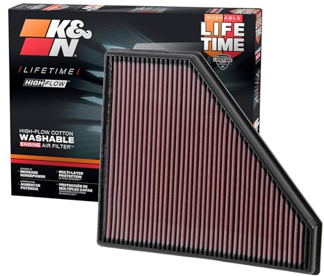 K&N 33-2496 Motorluftfilter: Hochleistung, Prämie, Abwaschbar, Ersatzfilter,Erhöhte Leistung, 2013-2019 (Camaro, ATS, CTS)