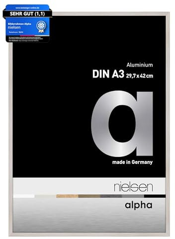 nielsen Bilderrahmen, 29,7 x 42 cm (A3), Aluminium, Eiche Weiß, Posterrahmen zum Aufhängen im Hoch- & Querformat, Echtglas, Alpha