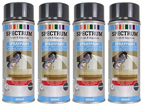 Gris Anthracite Brillante Lot 4 Bombes spray Peinture en Aérosol 4x400ml séchage rapide