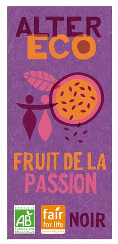 ALTER ECO - Tablette Chocolat Noir Fruit de la Passion - Bio & Équitable - Origine Équateur - 100 g (L'emballage peut varier)