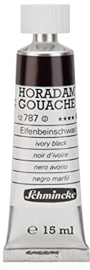 Schmincke - Horadam Gouache, Elfenbeinschwarz, 15 ml-Tube, 12 787 006, feinste Gouache, natürliche Deckkraft, höchst pigmentiert, farbintensiv und matt