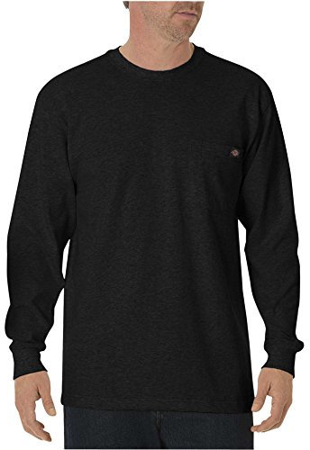 Dickies Men's Long Sleeve Heavyweight Crew Neck T-Shirt, Black, 3XL