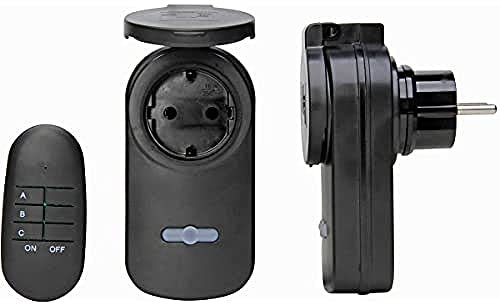 Kopp 292207011 Funk-Set, IP44, schwarz, 1xFernbedienung, 2xAdapter, 1xBatterie,Reichweite ca. 25m, max. Belastung 1.000 W