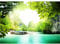 Runa Art Fototapeten 396 x 280 cm Strand Meer Sonne - Vlies Wanddekoration Wohnzimmer Schlafzimmer - Deutsche Manufaktur - Grün Blau 9011012a