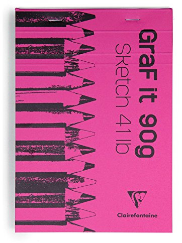 Clairefontaine 96621C Skizzenblock Graf it, DIN A5, 14,8x21 cm, 80 Blatt, 90g, blanko, geheftet, ideal für Trockentechniken, 1 Stück, farbig sortiert