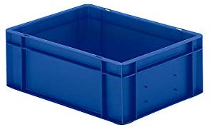 EURO-Behälter | Wände und Boden geschlossen | LxBxH 400 x 300 x 145 mm | Blau | VE 5 Stk
