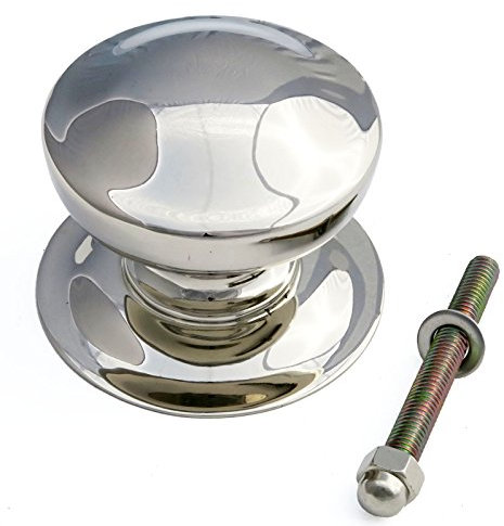 Castelion® Plain Nickel Plated Victorian Centre Pull Door Knob, Approx 75mm x 65mm, Backplate 80mm