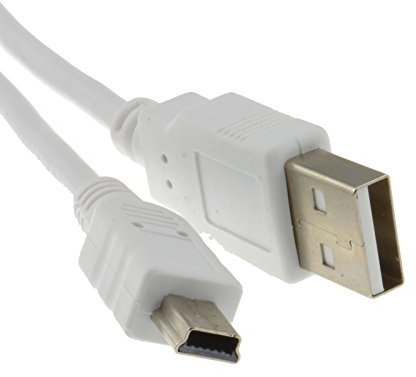kenable USB 2.0 Hi-Speed A to mini-B 5 pin Cable Power & Data Lead 1m WHITE [1 metres]