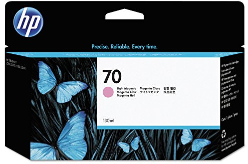 HP 70 Light Magenta Original Ink Cartridge | Compatible with DesignJet Z2100, Z3100, Z3200, Z5200, 130 ml (C9455A)