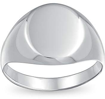Einfacher Initialen-Monogramm-Gravierbarer .925 Sterling Silber Ovaler Siegelring für Männer Frauen Teenager Glänzende Polierte Oberfläche