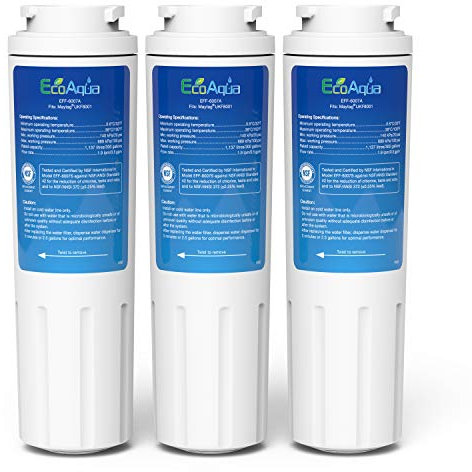 EcoAqua EFF-6007A Fridge Water Filter Compatible with Maytag UKF8001, UKF8001AXX, UKF8001P, WF50, WF51, WF50-NI300, EDR4RXD1, Whirlpool 4396395, Kenmore 9006, 46-9006, 4396548 (3)