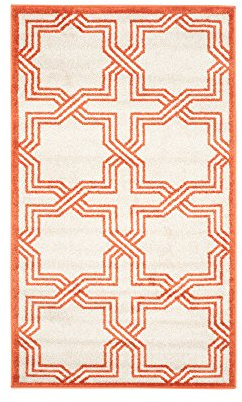 SAFAVIEH Amherst Collection Accent Rug - 2'6 x 4', Ivory & Orange, Geometric Design, Non-Shedding & Easy Care, Ideal for High Traffic Areas in Entryway, Living Room, Bedroom (AMT413F)