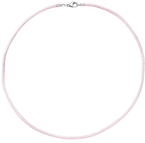Jobo Damen Collier Halskette Seide rosé 42 cm, Verschluss 925 Silber Kette