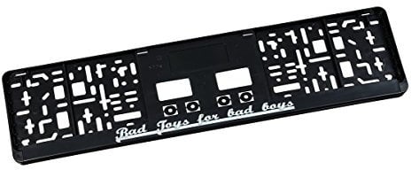 Eichner Kennzeichenverstärker-Set (2 Stück) mit Spruch Bad Toys for Bad Boys