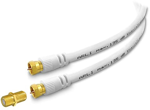 ARLI 3m HD Sat Verlängerungskabel – max. 135 dB 5-fach geschirmt | vergoldete F-Stecker mit F-Verbinder | DVB-S/S2 DVB-T/T2 DVB-C/C2 4K 8K I Anschlusskabel HD Satkabel