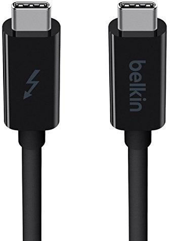 Belkin F2CD081bt1M-BLK - Cable Thunderbolt 3 de USB-C a USB-C, 20 Gbps, 4K, 60 W, 1 M, color negro