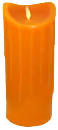 Tronje LED Echtwachskerze mit Timer - 23 cm Kerze Orange Wachstropfen mit beweglicher Flamme