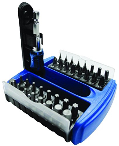 Fumasi 263301 Set Inserti in Confezione Plastica per Avvitatore, Acciaio Nero Blu, Set di 33 Pezzi