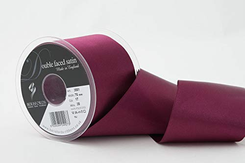 Berisfords Double Faced Satin Ribbon, Wine, 70 mm Width, 20 metre Length