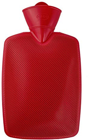 Hugo Frosch Wärmflasche Klassik 1,8l – Made in Germany – Halblamellenstruktur Rot – große, auslaufsichere & geruchsneutrale Bettflasche