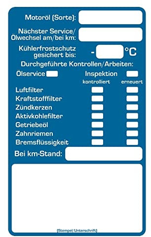 AUPROTEC Kundendienst Aufkleber Werkstatt Serviceaufkleber Auswahl: 25 Stück, Inspektionsaufkleber
